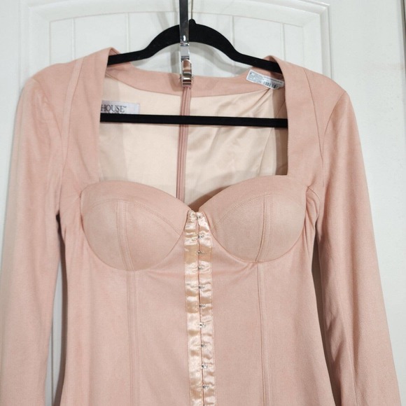 House of CB Womens Dress Ricci Pink Suedette Bustier Corset Mini Bodycon Sz S - Picture 5 of 11